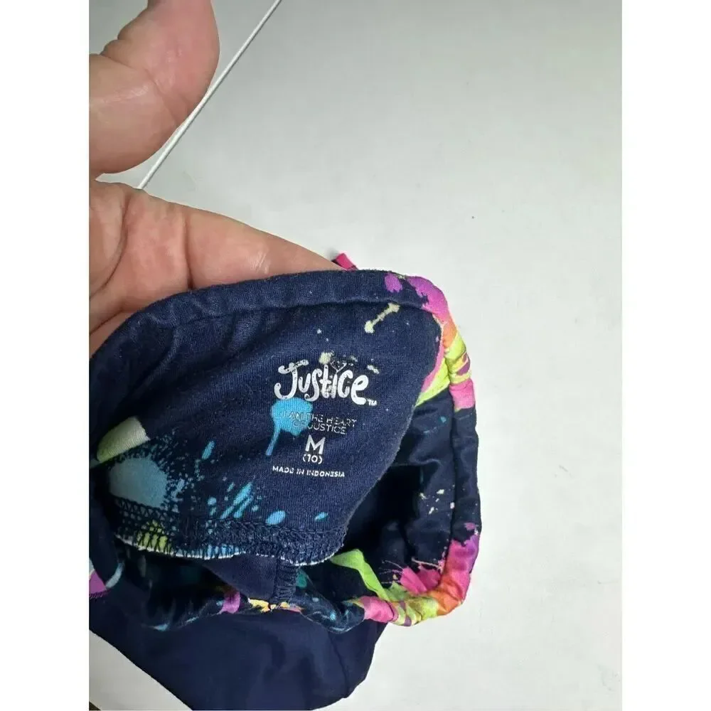 Justice Girls Shorts Logo Printed Navy Blue Pink Size M (10)
